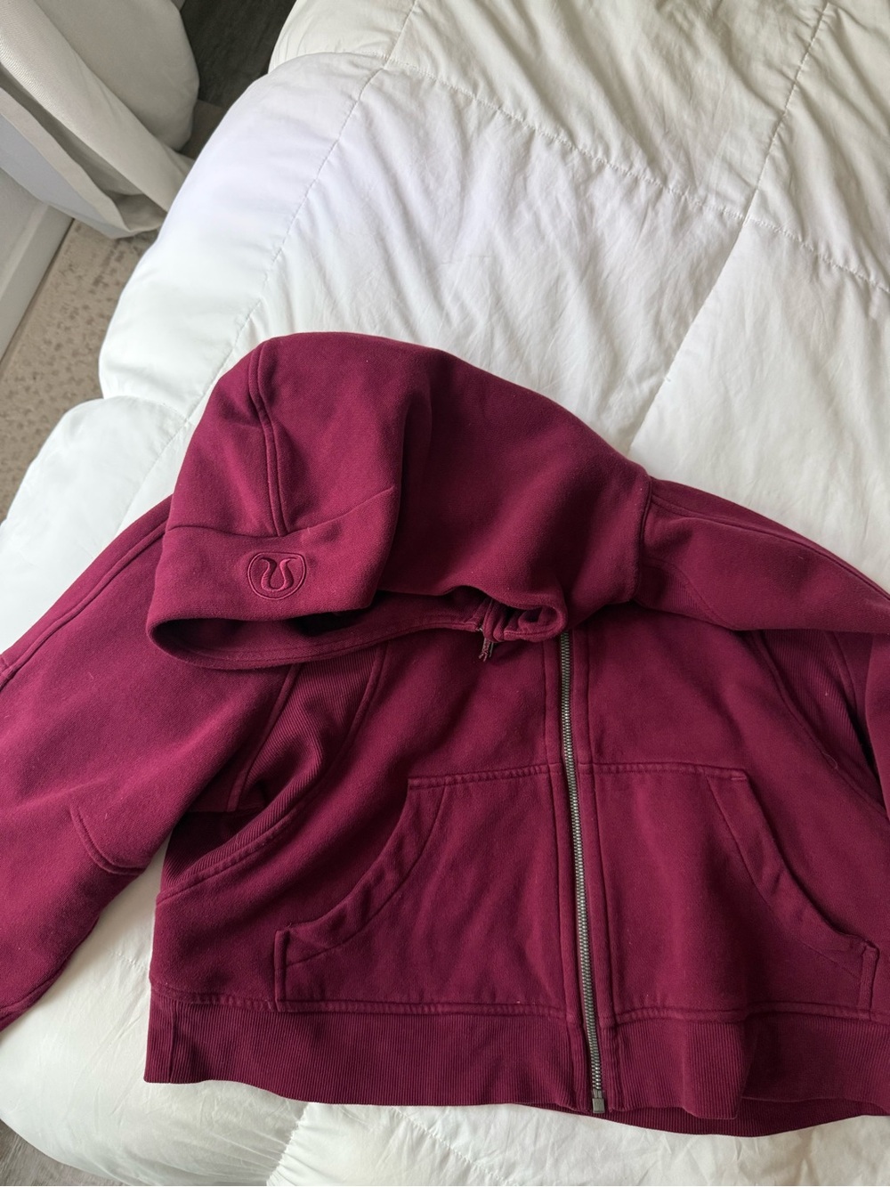 lululemon cropped scuba Burgundy Zip Hoodie
